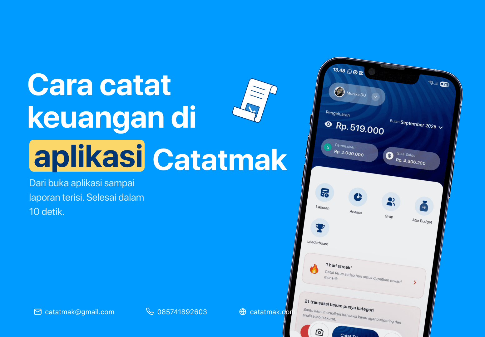 Cara Mencatat Keuangan di Aplikasi Catatmak