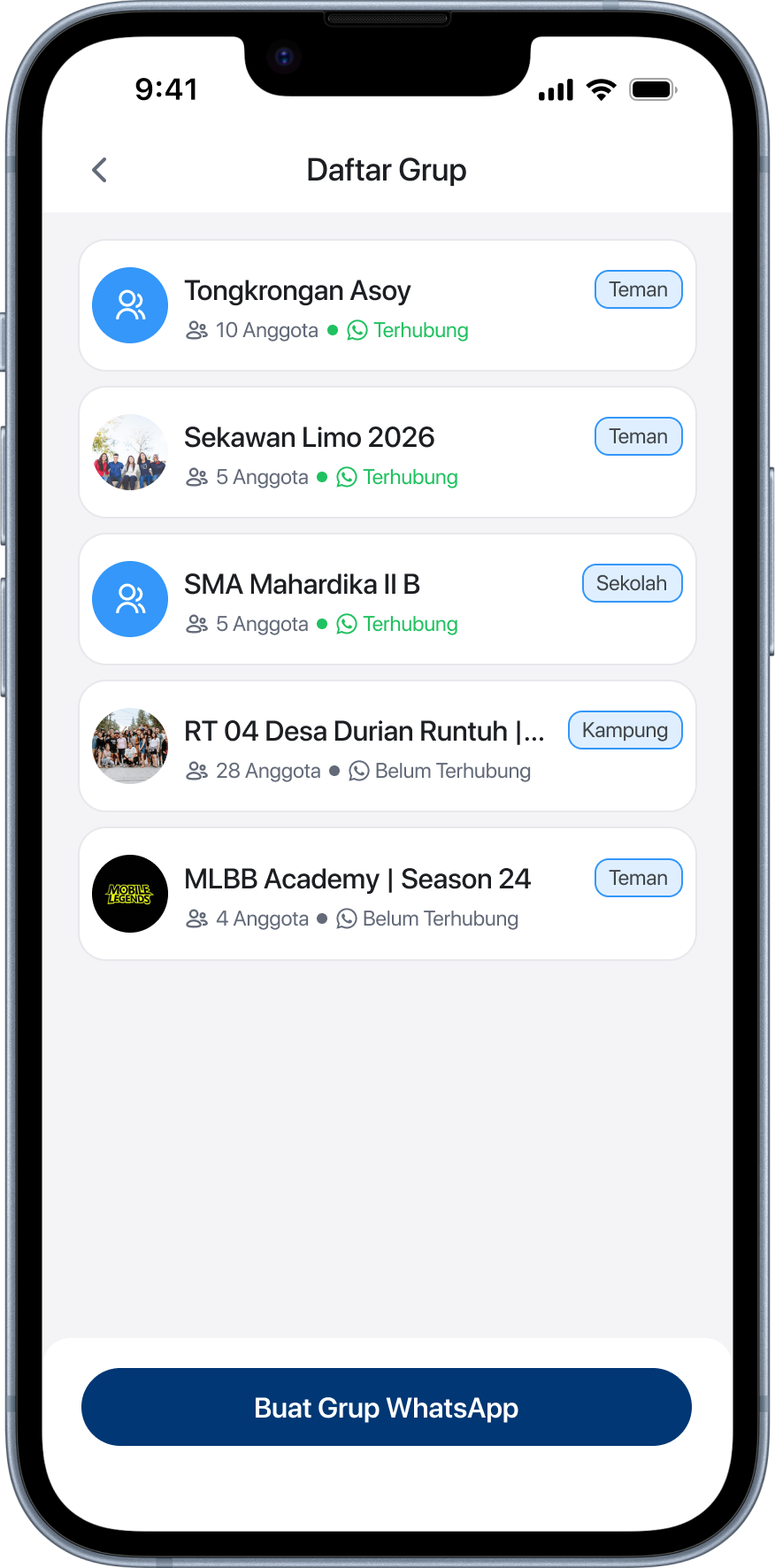 Daftar Grup - Lihat semua grup yang diikuti